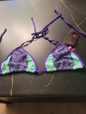 Chynna DOLLS Mint & Lavender String Triangle Bikini Top